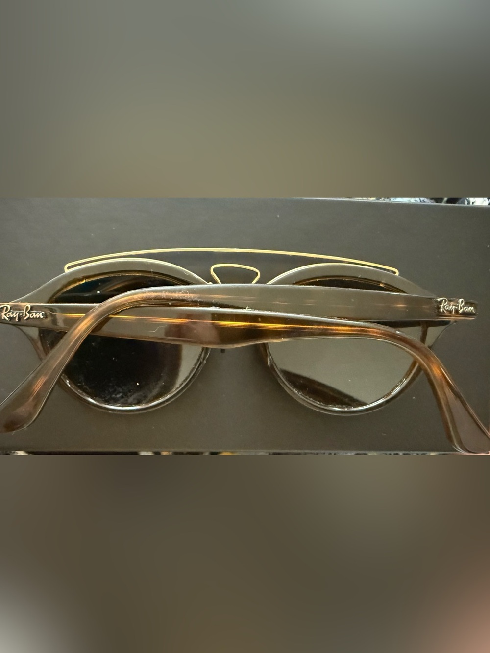 Ray-Ban Brown Gold Accent Round Sunglasses - Picture 4 of 5